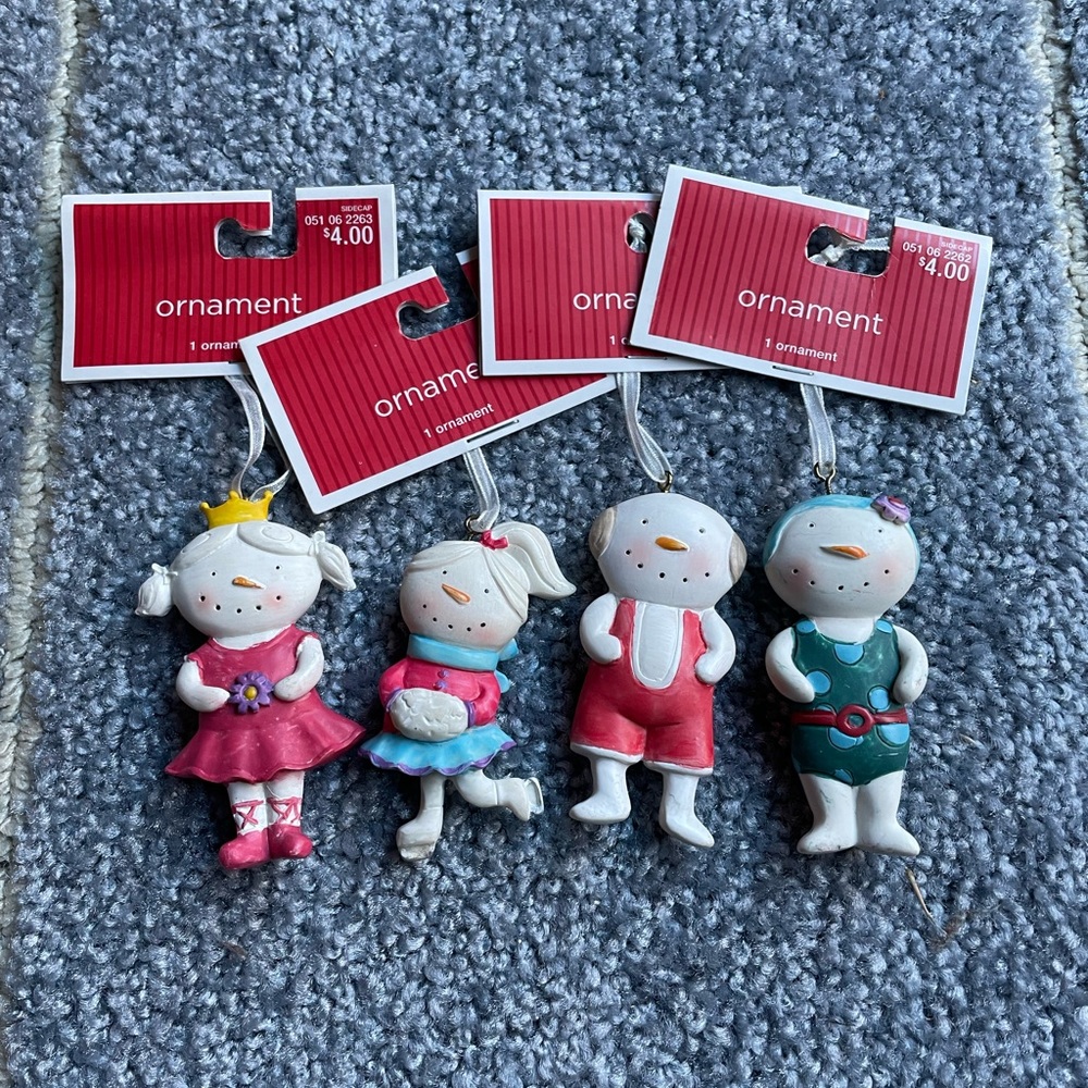 Set of Four Snowman Ornaments